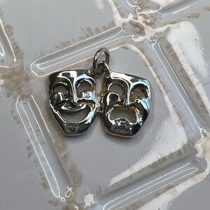 Vintage Comedy & Tragedy Masks Pendant 925 Sterling Silver  NOS
